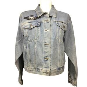 Harley-Davidson Women's Denim Jean Jacket Size 1W -‎ Classic Logo Patch Design